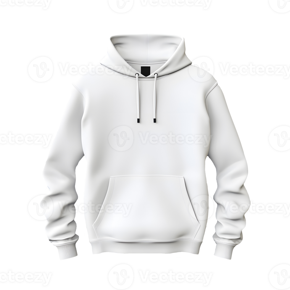 AI generated White clean hoodie without background. Ready for mockup. Transparent PNG inside