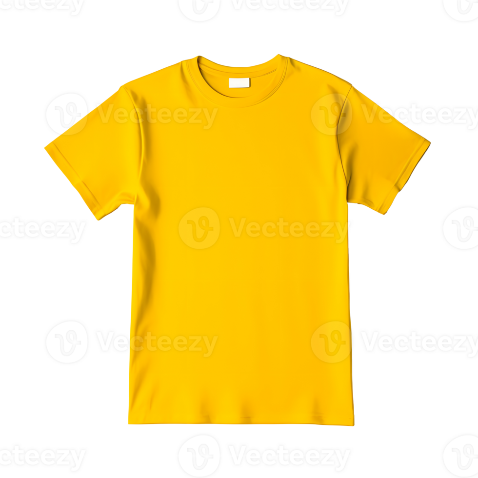 AI generated Yellow clean t-shirt without background. Ready for mockup. Transparent PNG inside