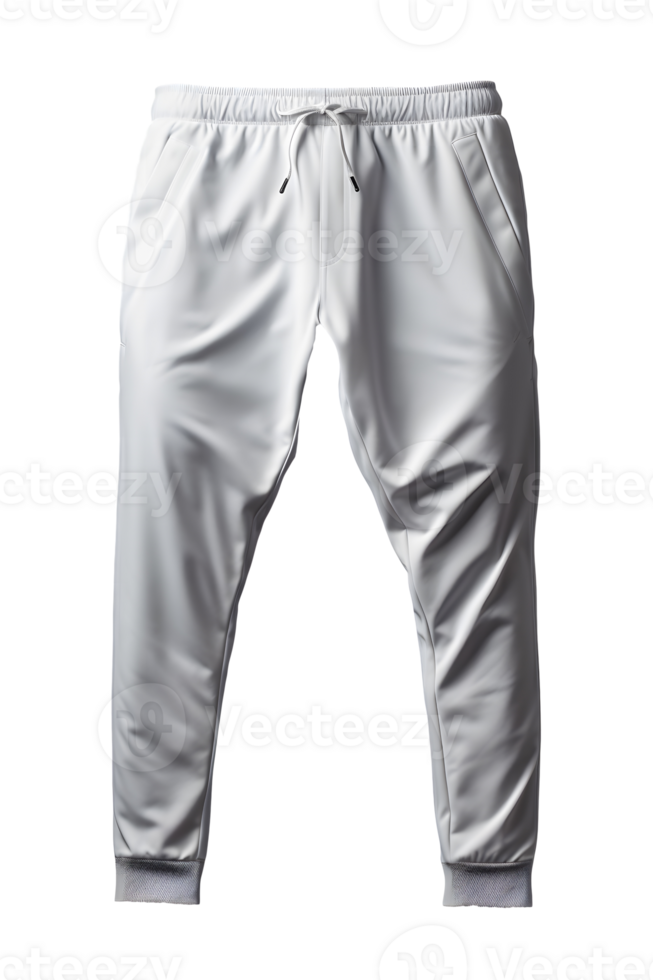 AI generated Pants made of white fabric without a background. Ready for prototyping. Transparent PNG inside