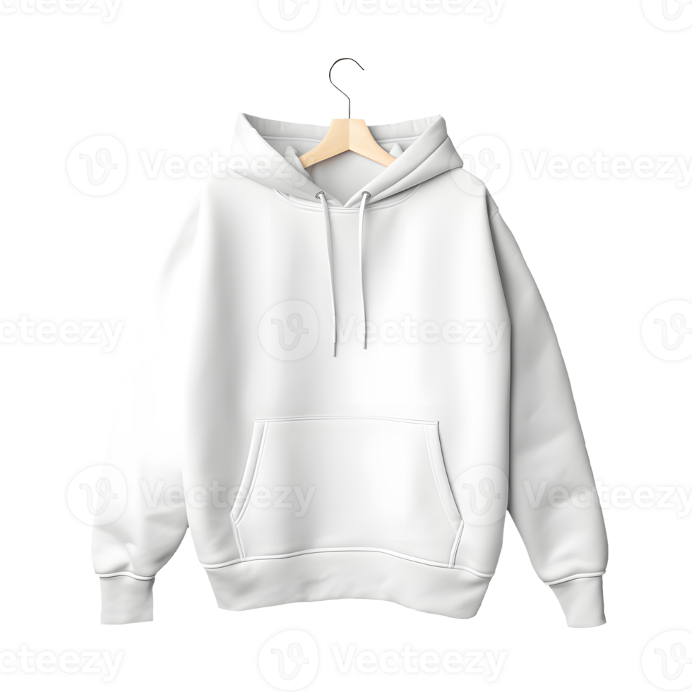 AI generated White clean hoodie without background. Ready for mockup. Transparent PNG inside