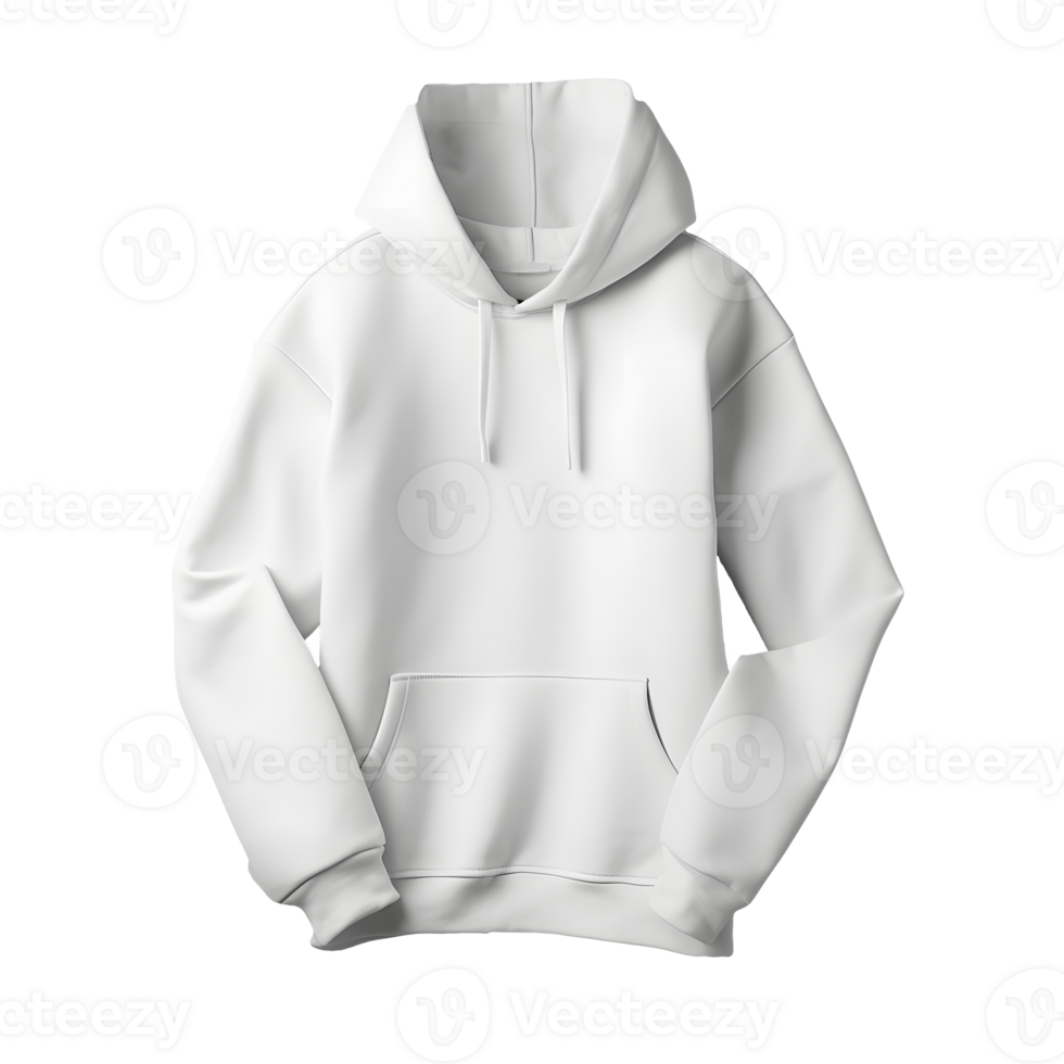AI generated White clean hoodie without background. Ready for mockup. Transparent PNG inside