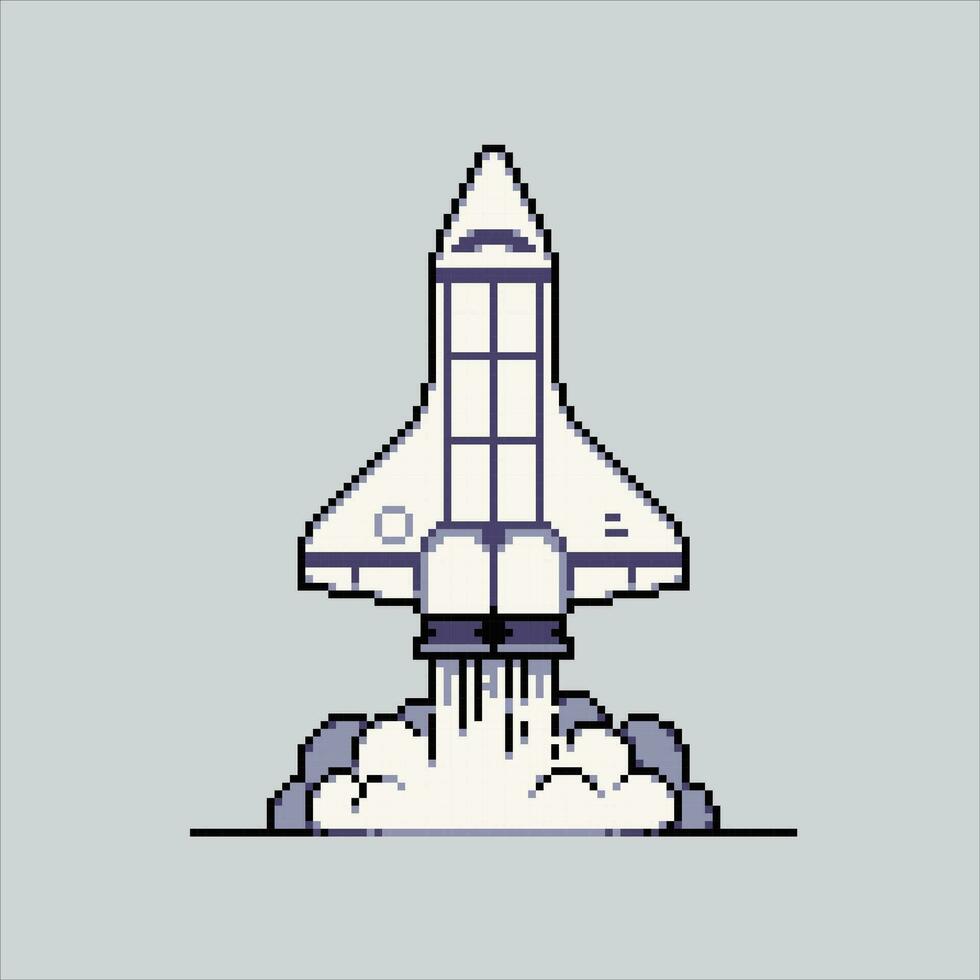 Pixel art illustration Space Rocket. Pixelated Rocket. Space Rocket Plane pixelated for the pixel art game and icon for website and video game. old school retro. vector