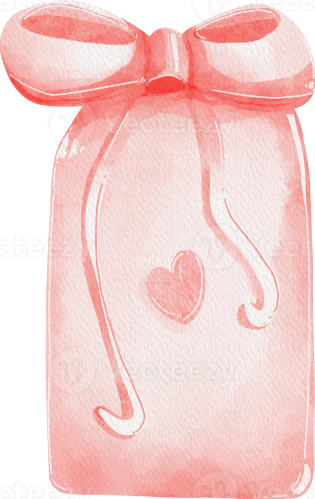 a pink gift bag with a heart on it png