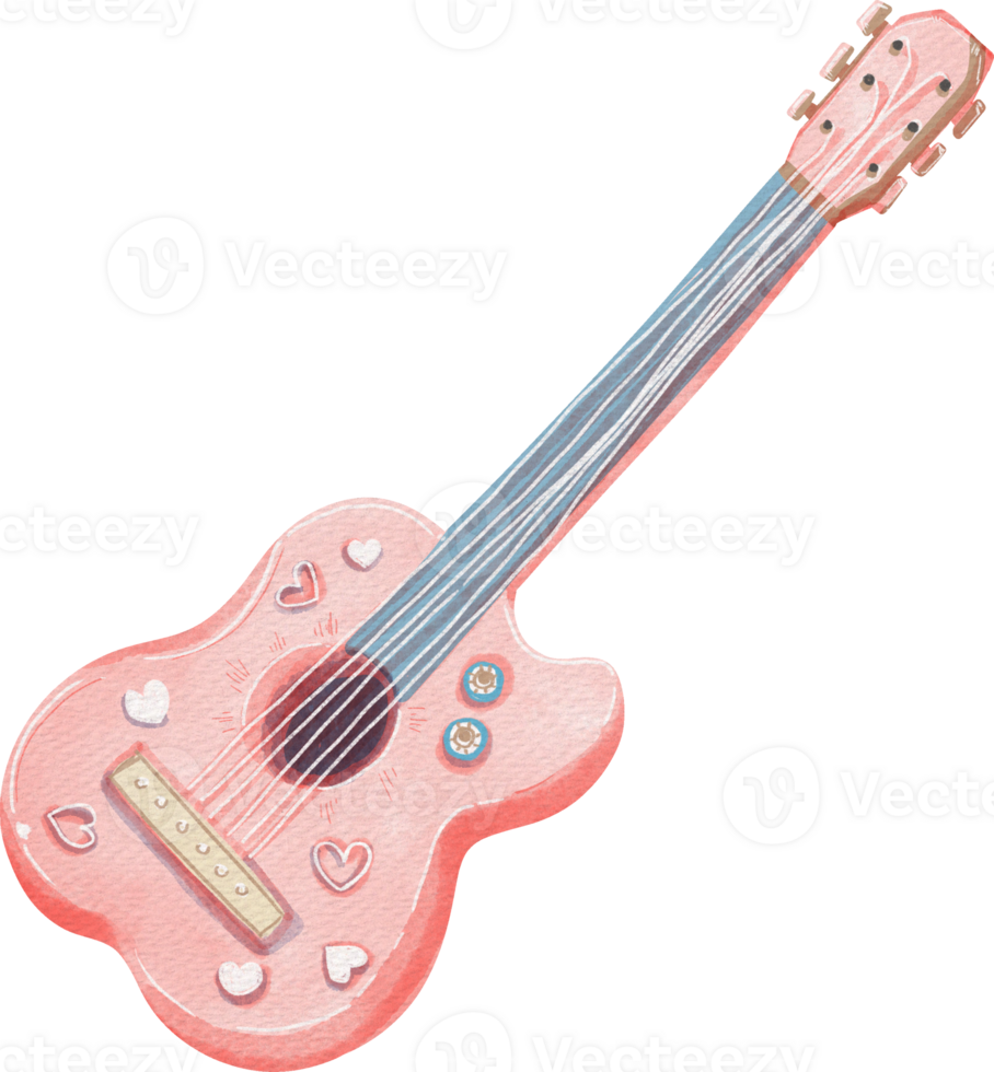 ein Rosa Gitarre mit Herzen auf es png