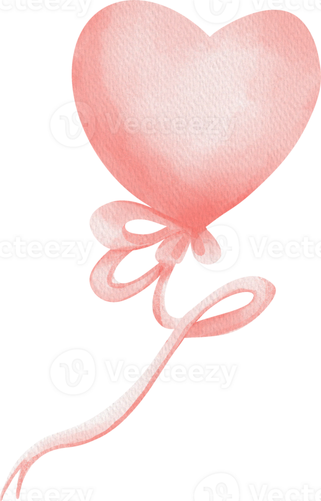 a pink heart shaped balloon with a ribbon on it png