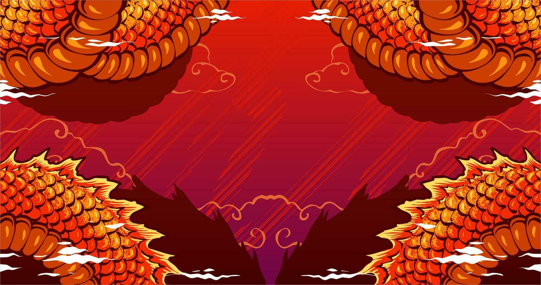 the red dragon background vector