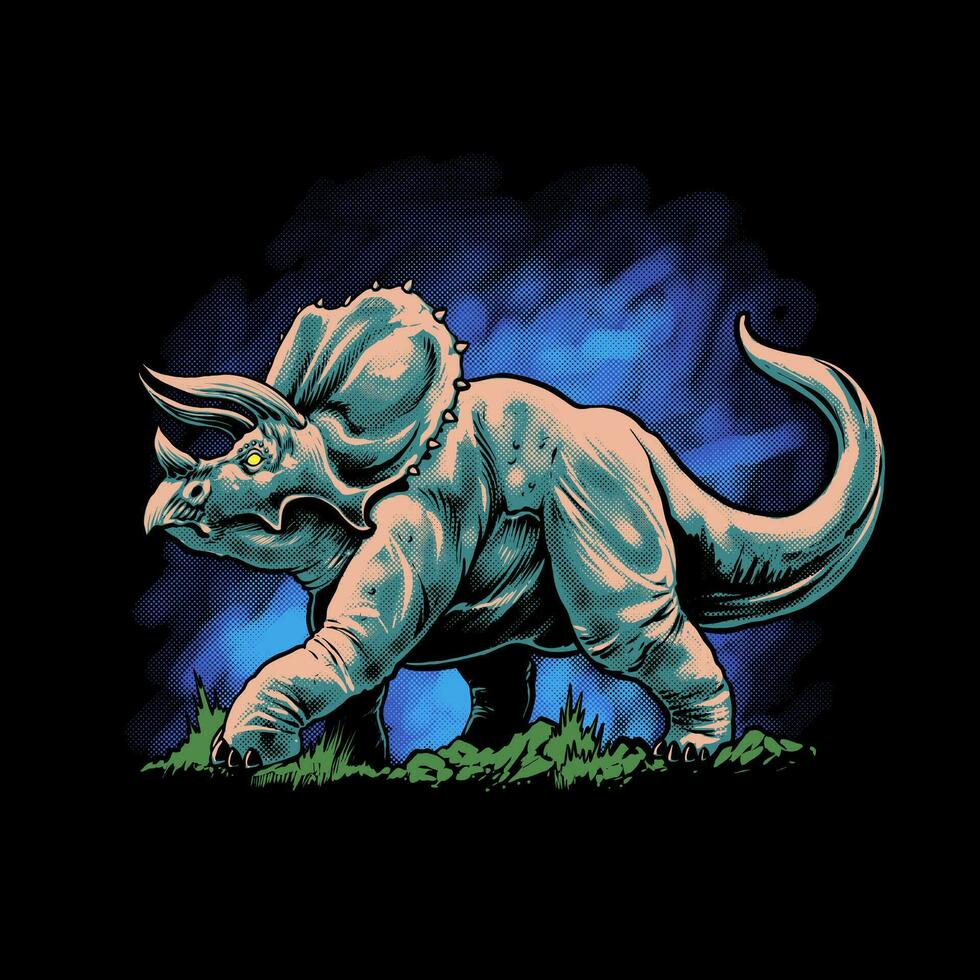 the triceratops dinosaur illustration vector