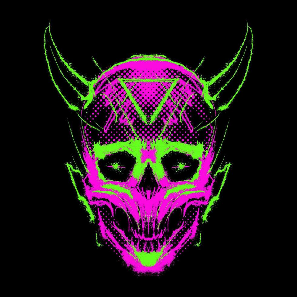 the skull head glow in the dark illustration vector