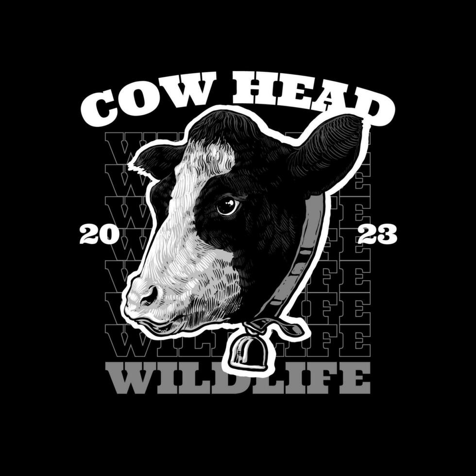 cow head illustration with text vector