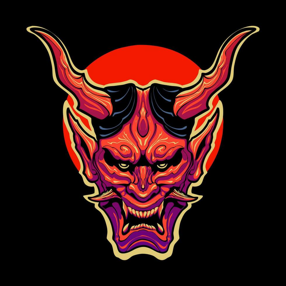 the red japanese mask illustration vector