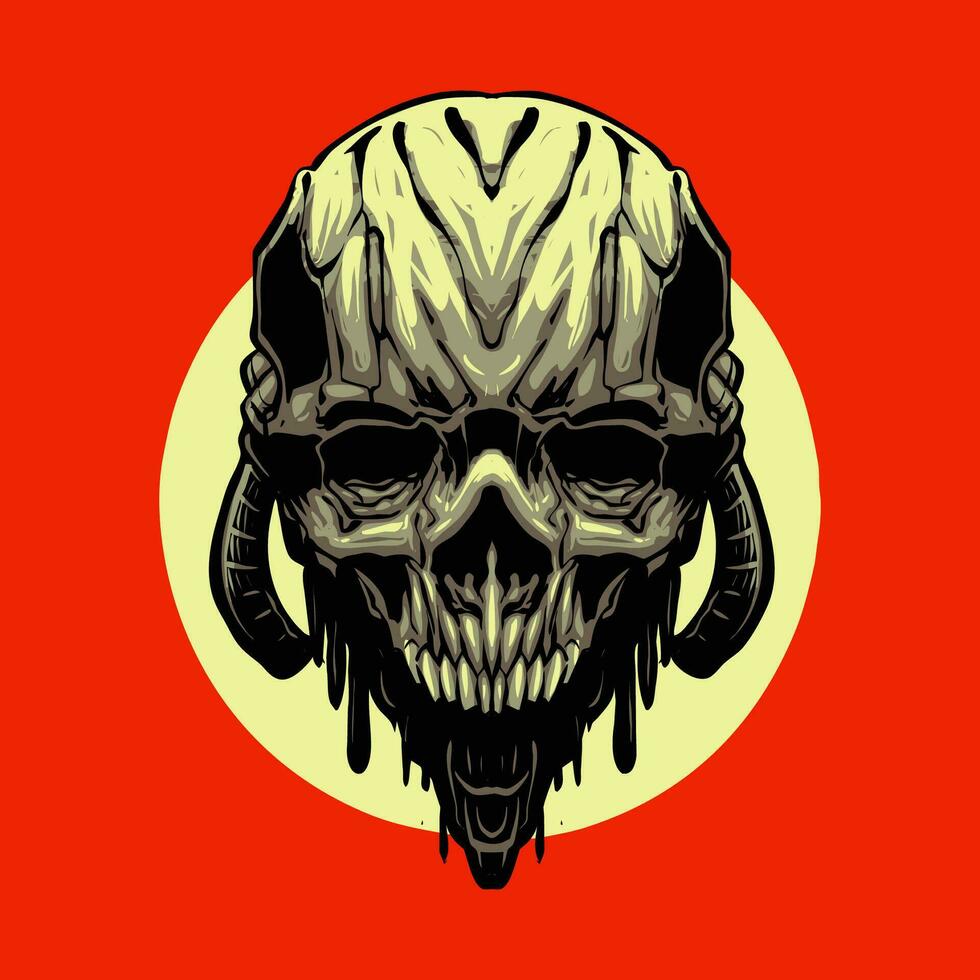 the robotic skull head illustration vector