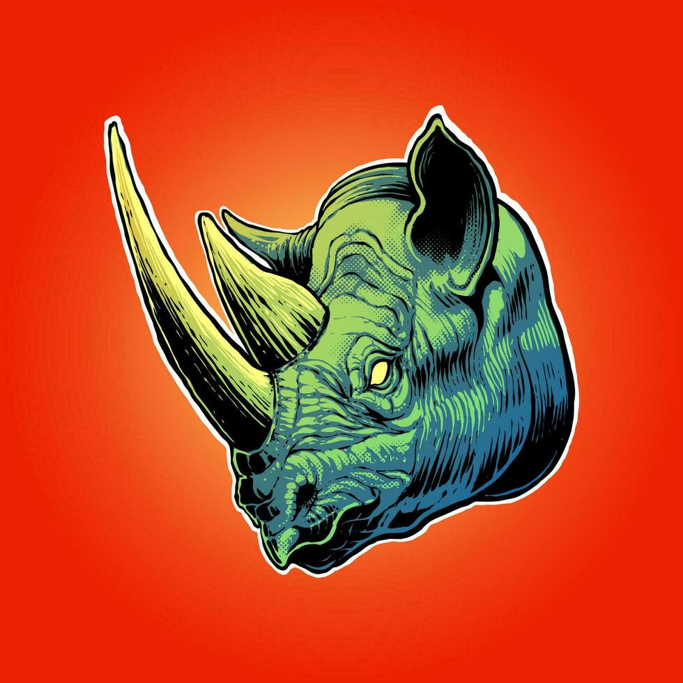 the rhinoceros head illustration vector