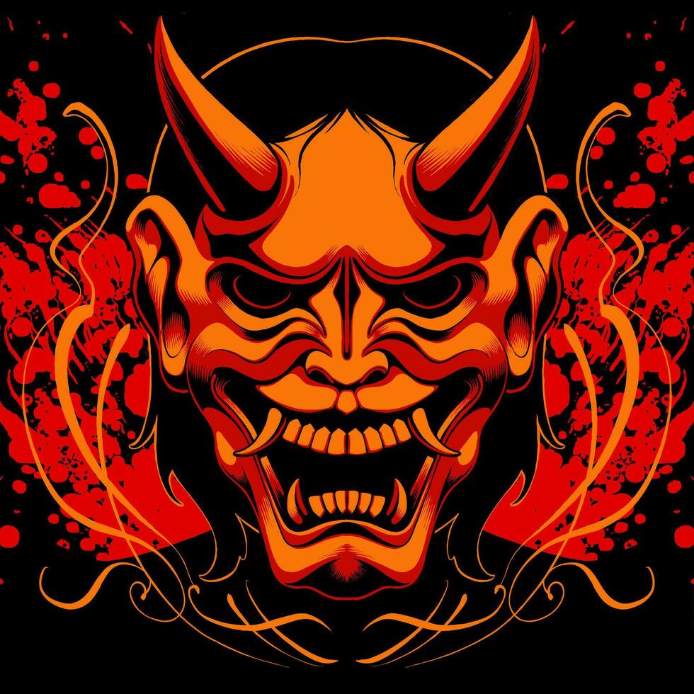 the oni mask japanese illustration vector