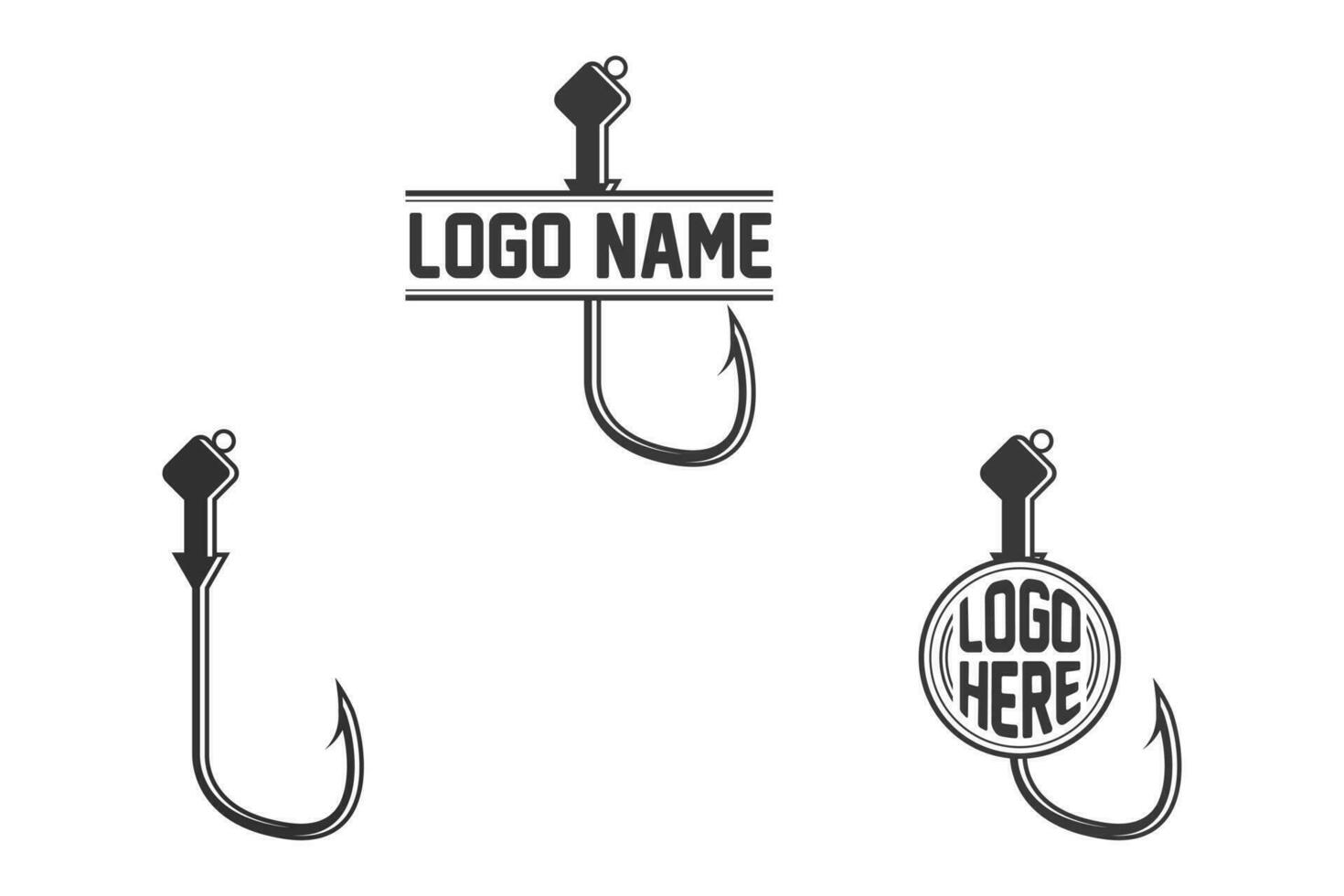 Fishing hook Monogram, Fishing Logo, Fishing Hook Logo, Fishing Hook Vector, Fishhook silhouette, Fishing Hook Set, Fishing Hook Logo, Retro Style Fishing Hooks Collection vector