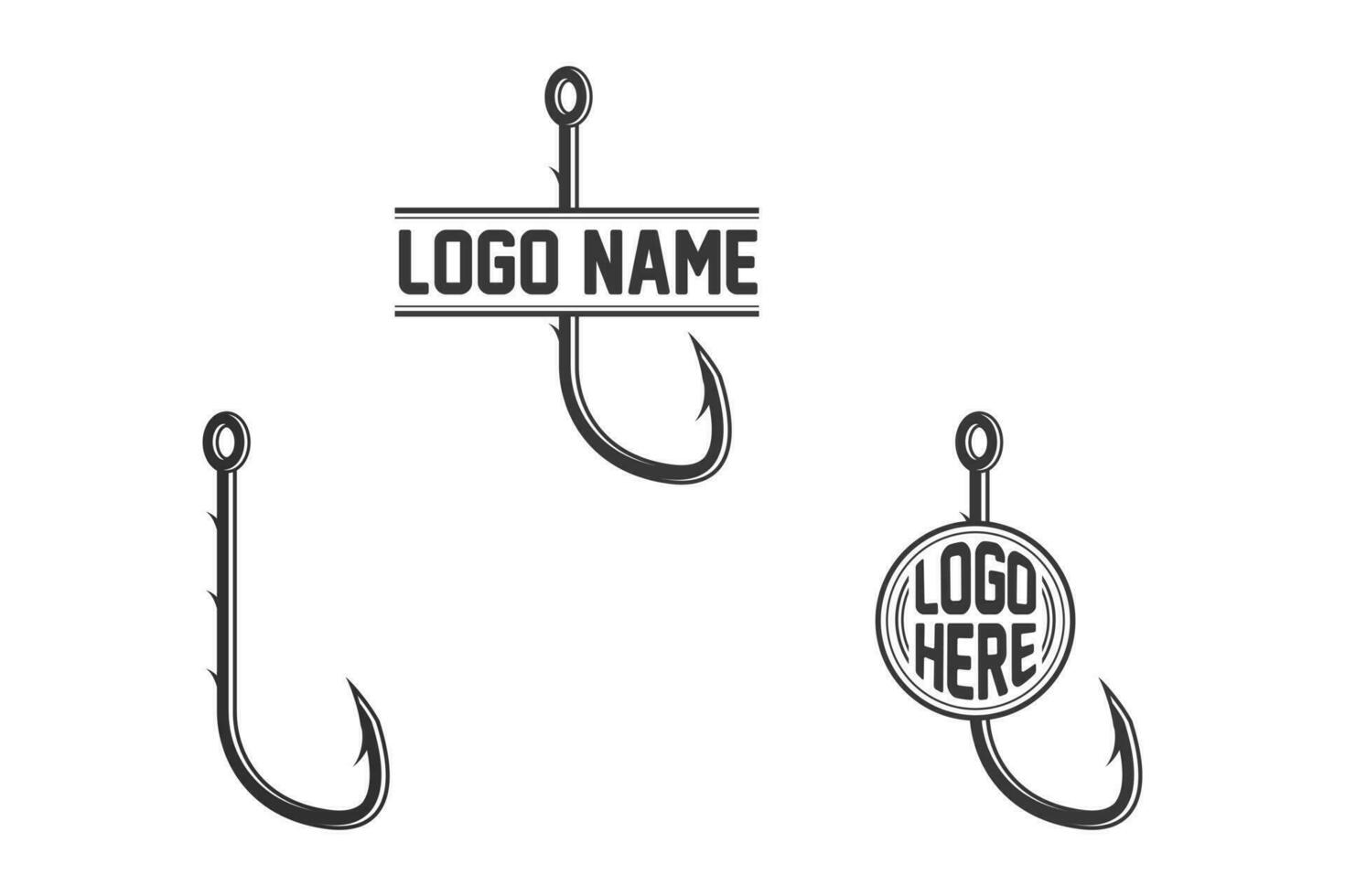 Fishing hook Monogram, Fishing Logo, Fishing Hook Logo, Fishing Hook Vector, Fishhook silhouette, Fishing Hook Set, Fishing Hook Logo, Retro Style Fishing Hooks Collection vector