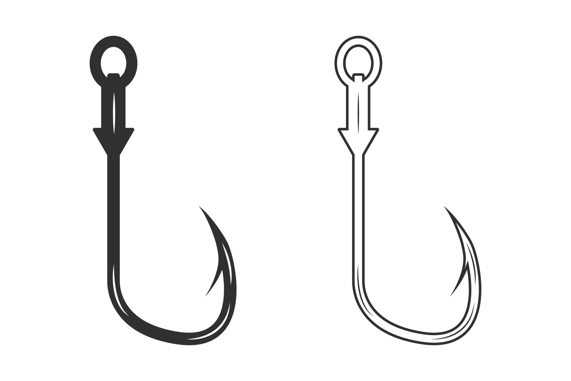 Fishing Hook Vector, Fishhook silhouette, Fishing Hook Set