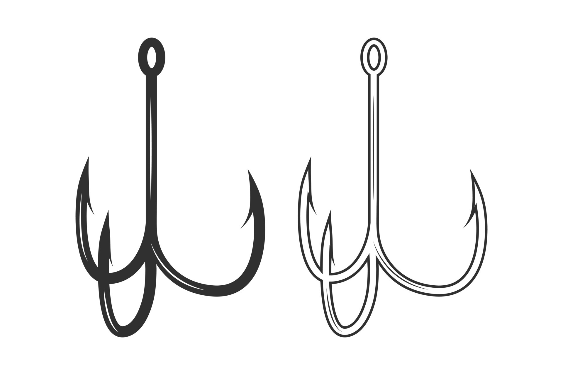 Fishing Hook Vector, Fishhook silhouette, Fishing Hook Set, Premium Quality Fishing Hook Vector