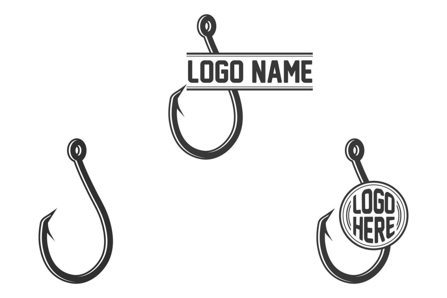 Fishing hook Monogram, Fishing Logo, Fishing Hook Logo, Fishing Hook Vector, Fishhook silhouette, Fishing Hook Set, Fishing Hook Logo, Retro Style Fishing Hooks Collection vector