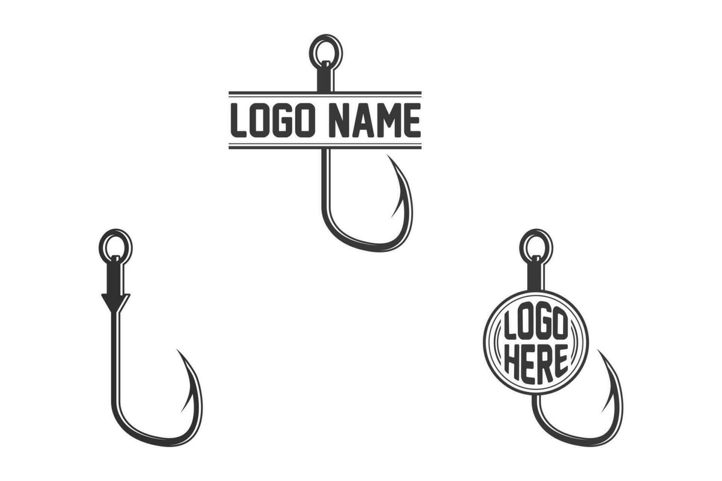 Fishing hook Monogram, Fishing Logo, Fishing Hook Logo, Fishing Hook Vector, Fishhook silhouette, Fishing Hook Set, Fishing Hook Logo, Retro Style Fishing Hooks Collection vector
