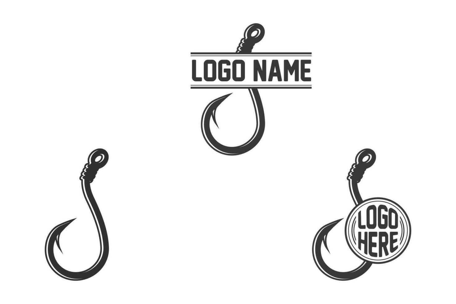 Fishing hook Monogram, Fishing Logo, Fishing Hook Logo, Fishing Hook Vector, Fishhook silhouette, Fishing Hook Set, Fishing Hook Logo, Retro Style Fishing Hooks Collection vector