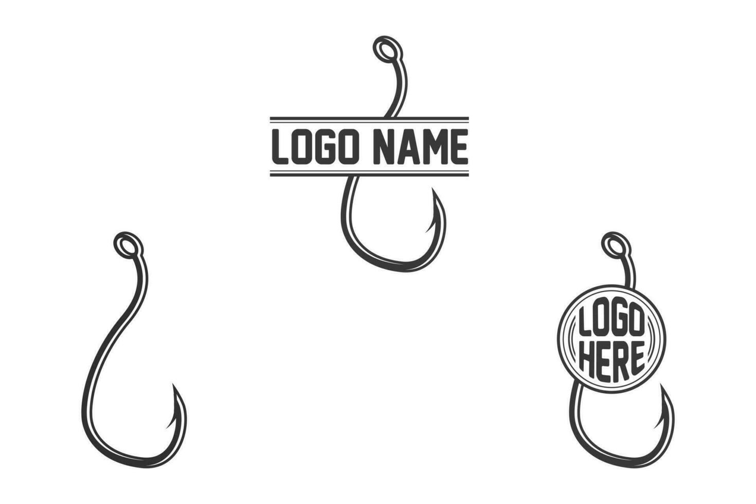 Fishing hook Monogram, Fishing Logo, Fishing Hook Logo, Fishing Hook Vector, Fishhook silhouette, Fishing Hook Set, Fishing Hook Logo, Retro Style Fishing Hooks Collection vector