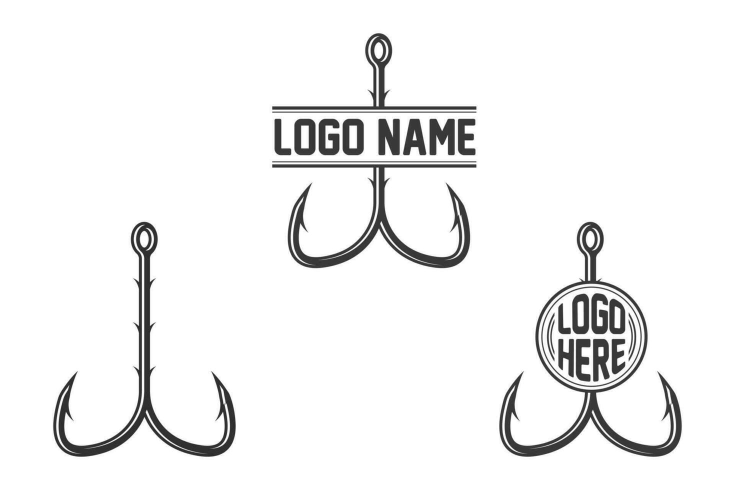 Fishing hook Monogram, Fishing Logo, Fishing Hook Logo, Fishing Hook Vector, Fishhook silhouette, Fishing Hook Set, Fishing Hook Logo, Retro Style Fishing Hooks Collection vector