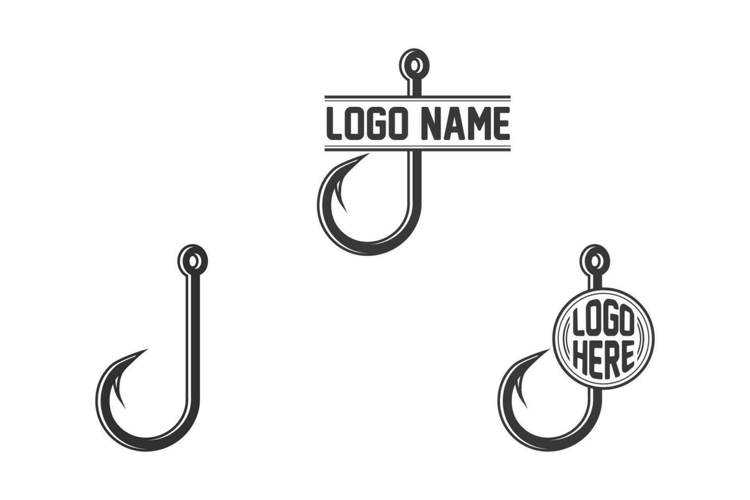 Fishing hook Monogram, Fishing Logo, Fishing Hook Logo, Fishing Hook Vector, Fishhook silhouette, Fishing Hook Set, Fishing Hook Logo, Retro Style Fishing Hooks Collection vector