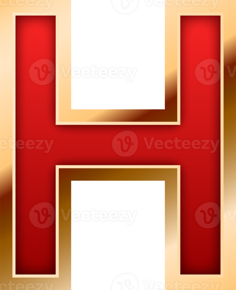 3D Elegant Red Alphabet Letter H png