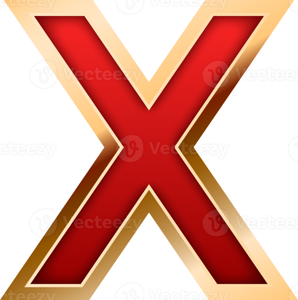 3D Elegant Red Alphabet Letter X png