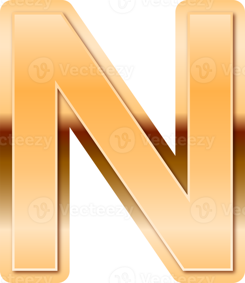 Luxury Gold Alphabet Letter N png