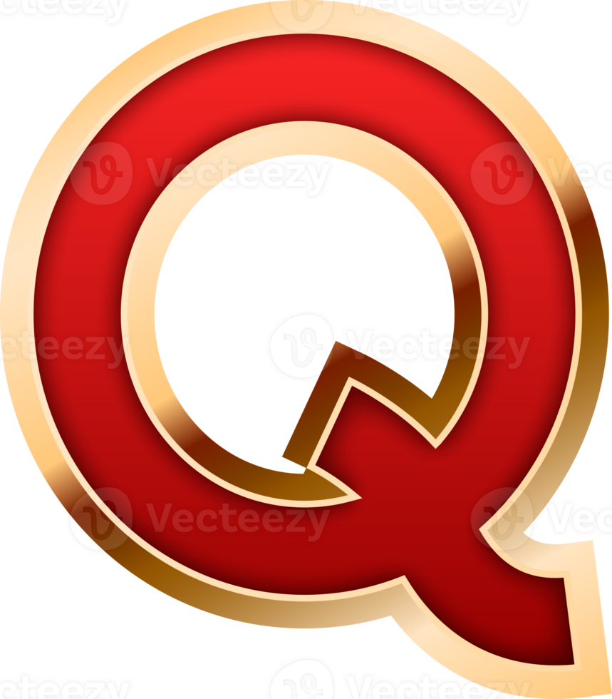 3D Elegant Red Alphabet Letter Q png