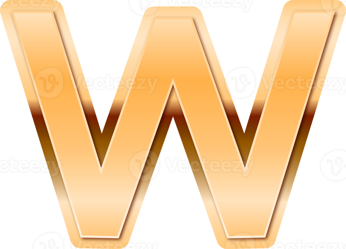Luxury Gold Alphabet Letter W png