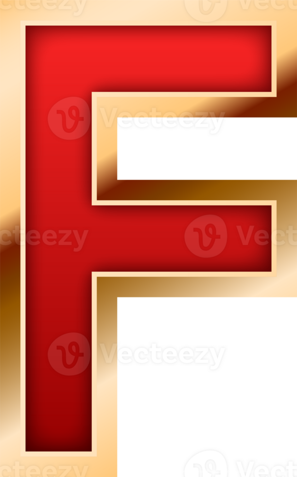 3D Elegant Red Alphabet Letter F png