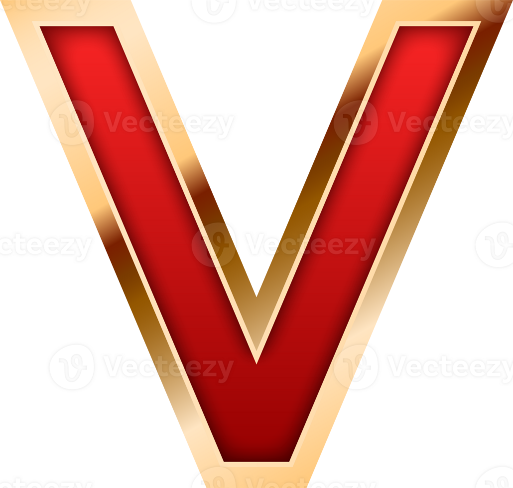 3D Elegant Red Alphabet Letter V png