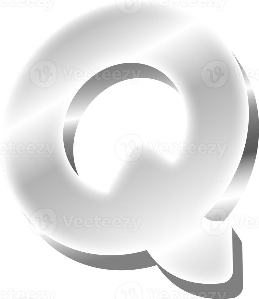 Silver Alphabet Letter Q png