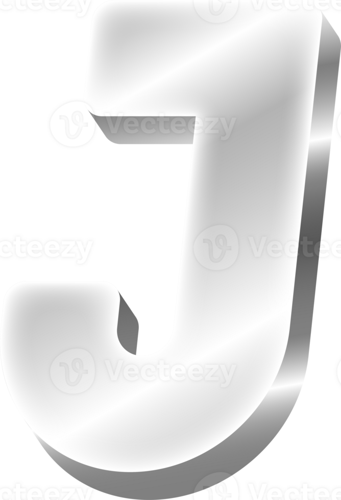 Silver Alphabet Letter J png