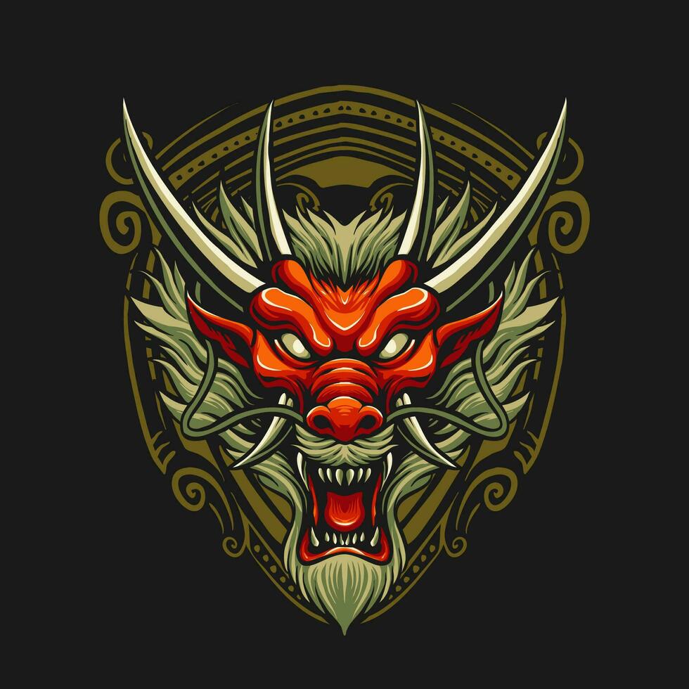 Chinese Dragon Head Vector Illustration 36156102 Vector Art at Vecteezy