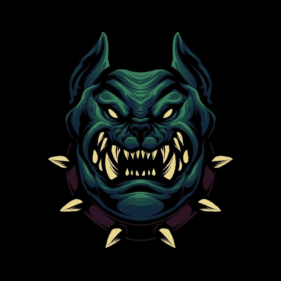 angry dog head illustration design vector