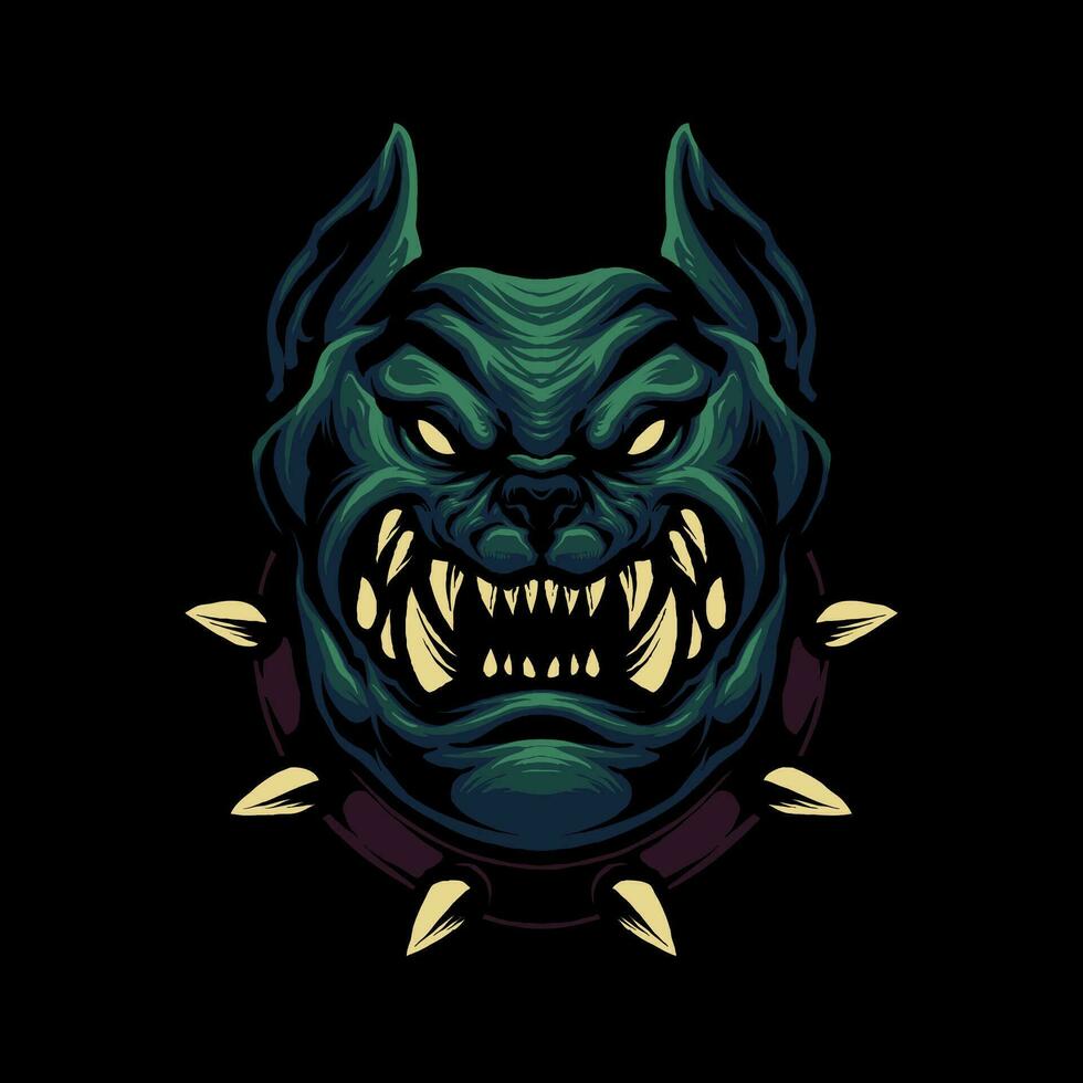 angry dog head illustration design vector