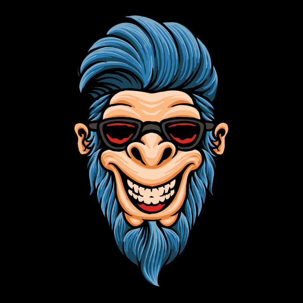 monkey cool glasses vector illustration