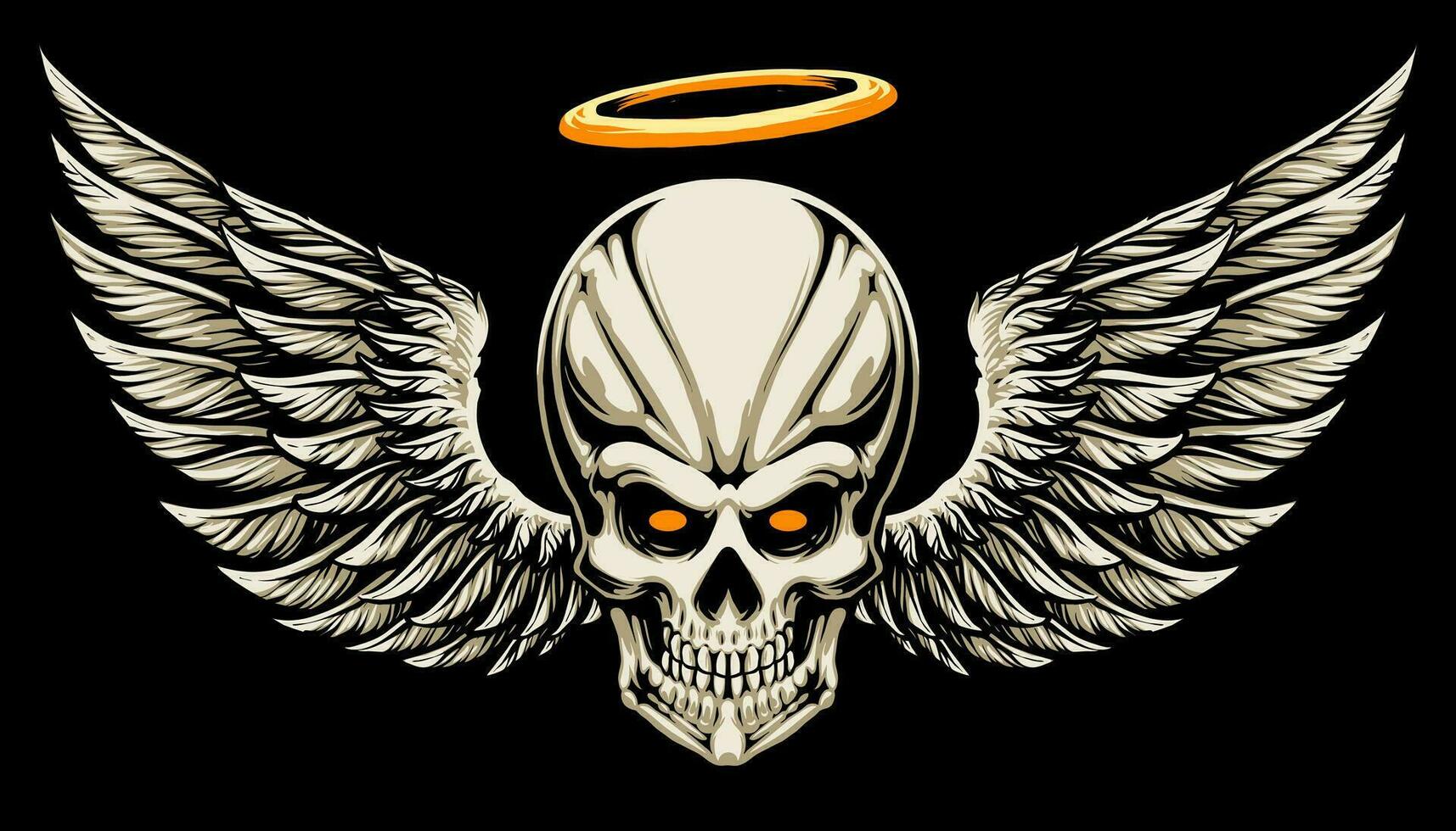 angel skull head vector illustration