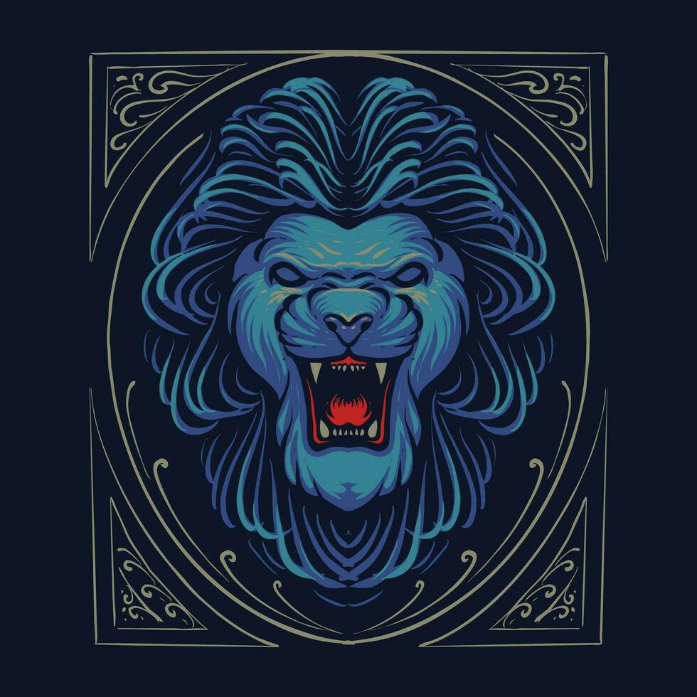 blue lion head vector illustration