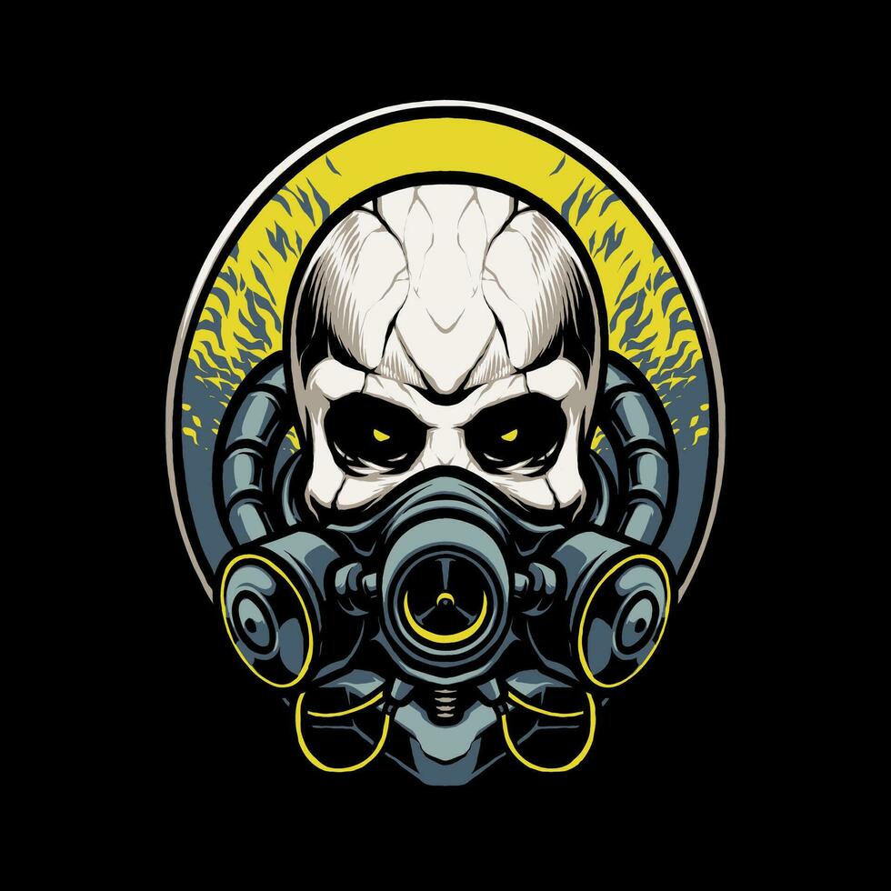 biohazard mask skull head illustration vector