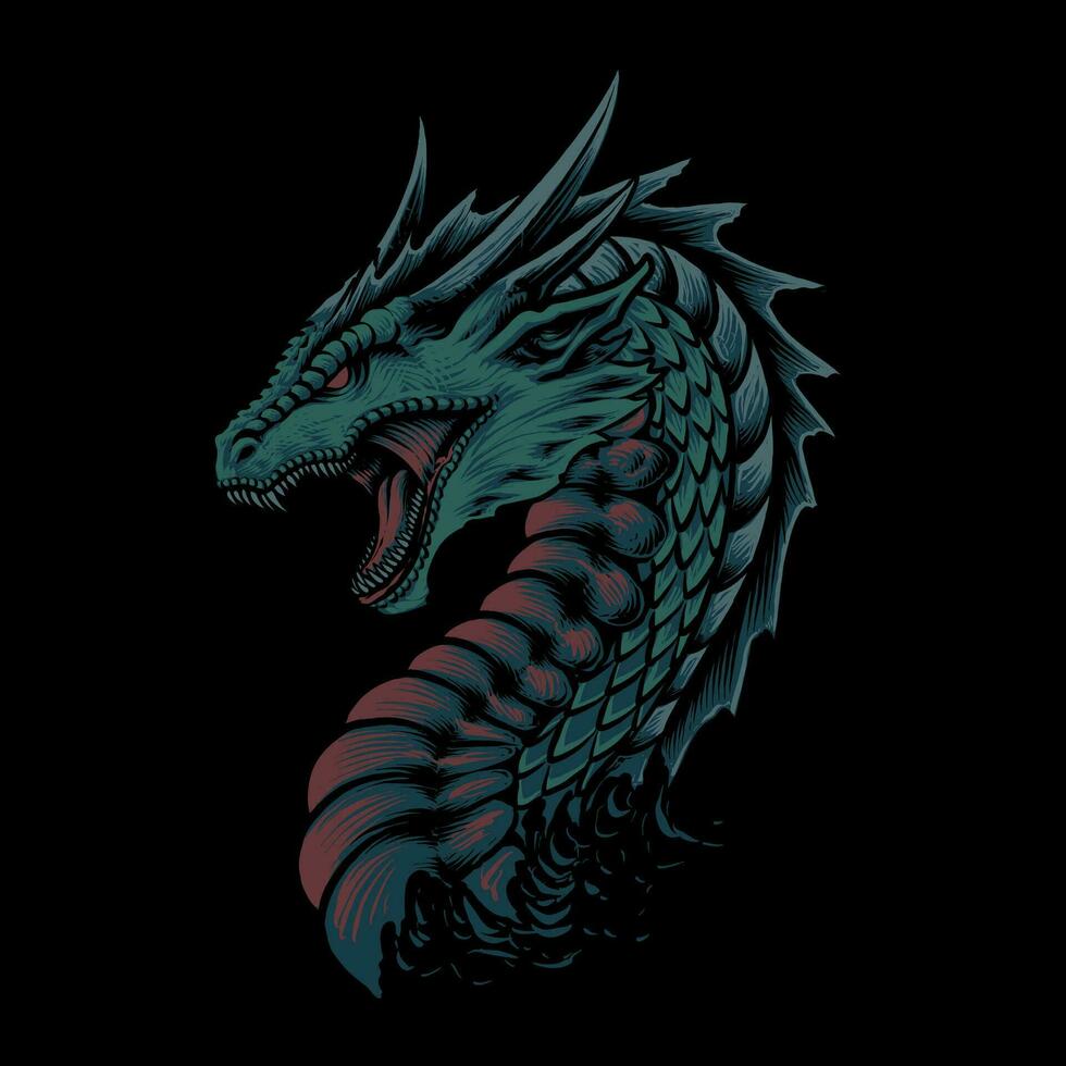 the dragon head illustration design vector