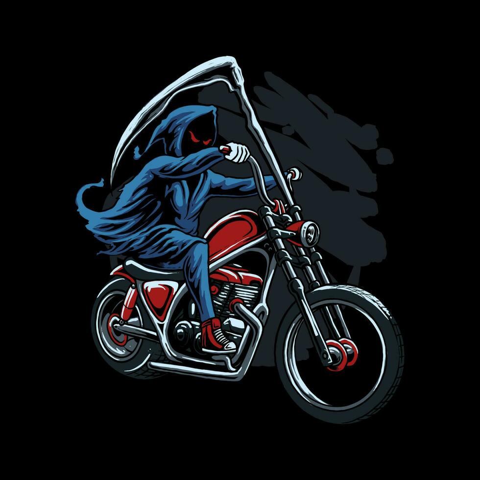 Grim Reaper Riding Vector Illustration