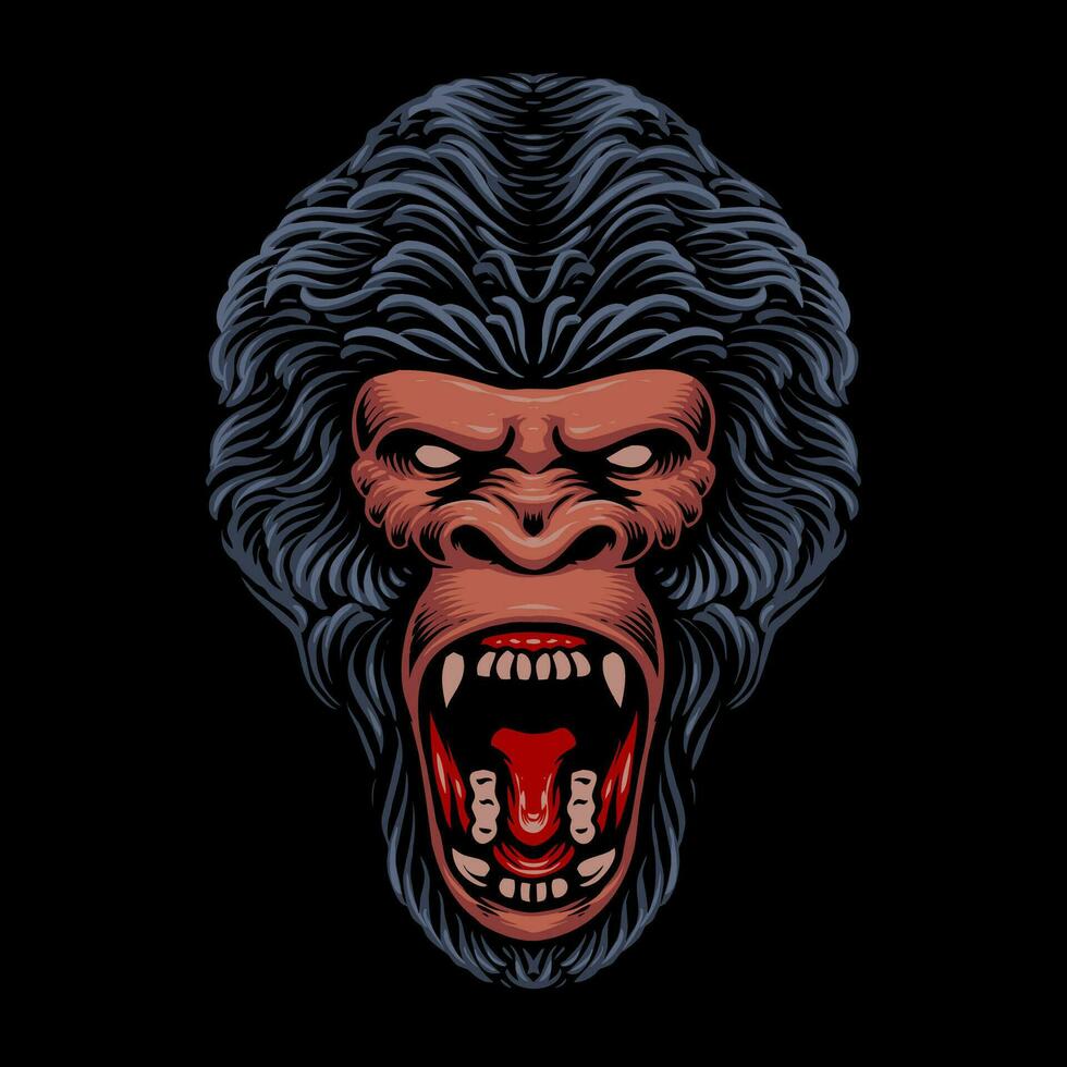 dark gorilla head vector illustration