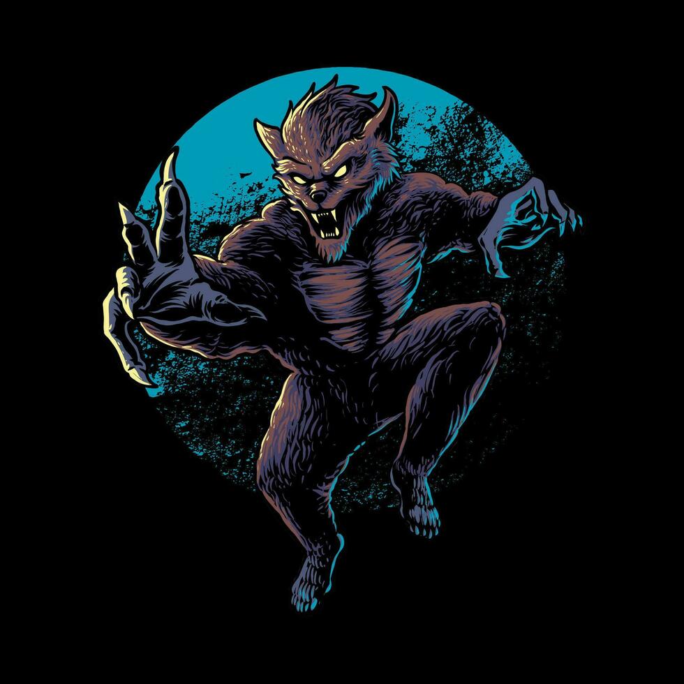 the scary werewolf vector illustration
