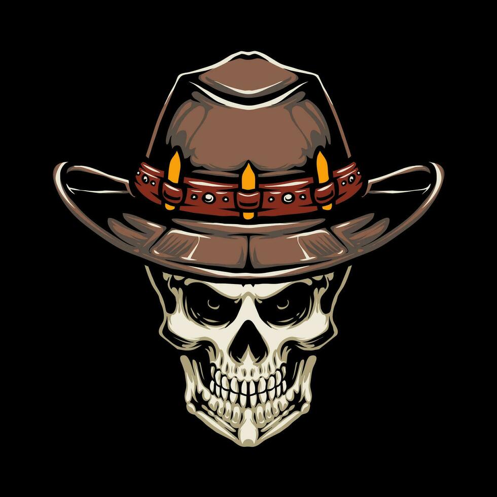 cowboy hat skull vector illustration