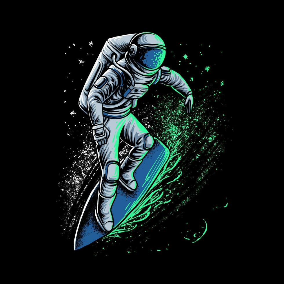 surfing astronaut star vector illustration