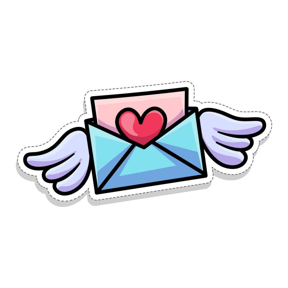 Free vector, Valentine's themed sticker, winged love message vector